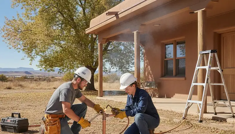 Albuquerque NM plumber repairing a leak for a residential plumbing service