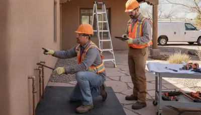 Albuquerque, NM plumber repairing a residential pipe for plumbingalbuquerquenm-new.com