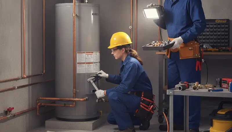 Plumber repairing pipe in Albuquerque, NM home for fast plumbing service