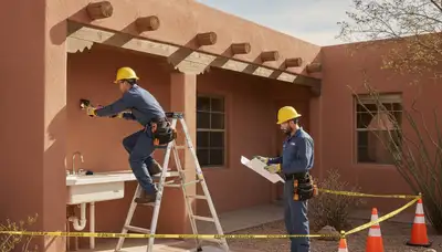 Albuquerque, NM plumber inspecting residential pipe repair for plumbing service