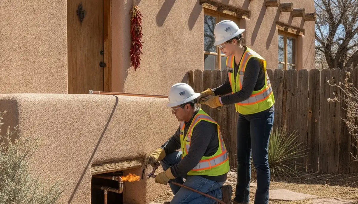 Plumber repairing a pipe in Albuquerque, NM for plumbing repair service