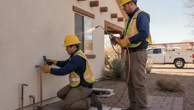 Plumber repairing a leak in Albuquerque, NM for plumbingalbuquerquenm-new.com