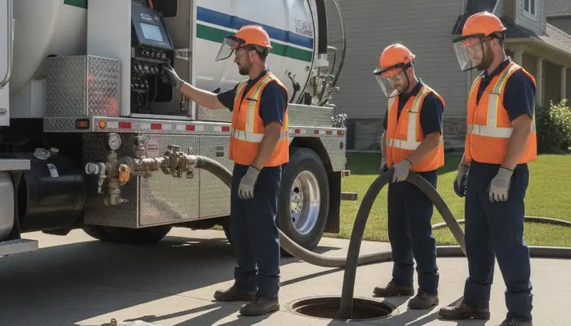 Septic pumping service truck for Albuquerque, NM homes by On Call Plumbers